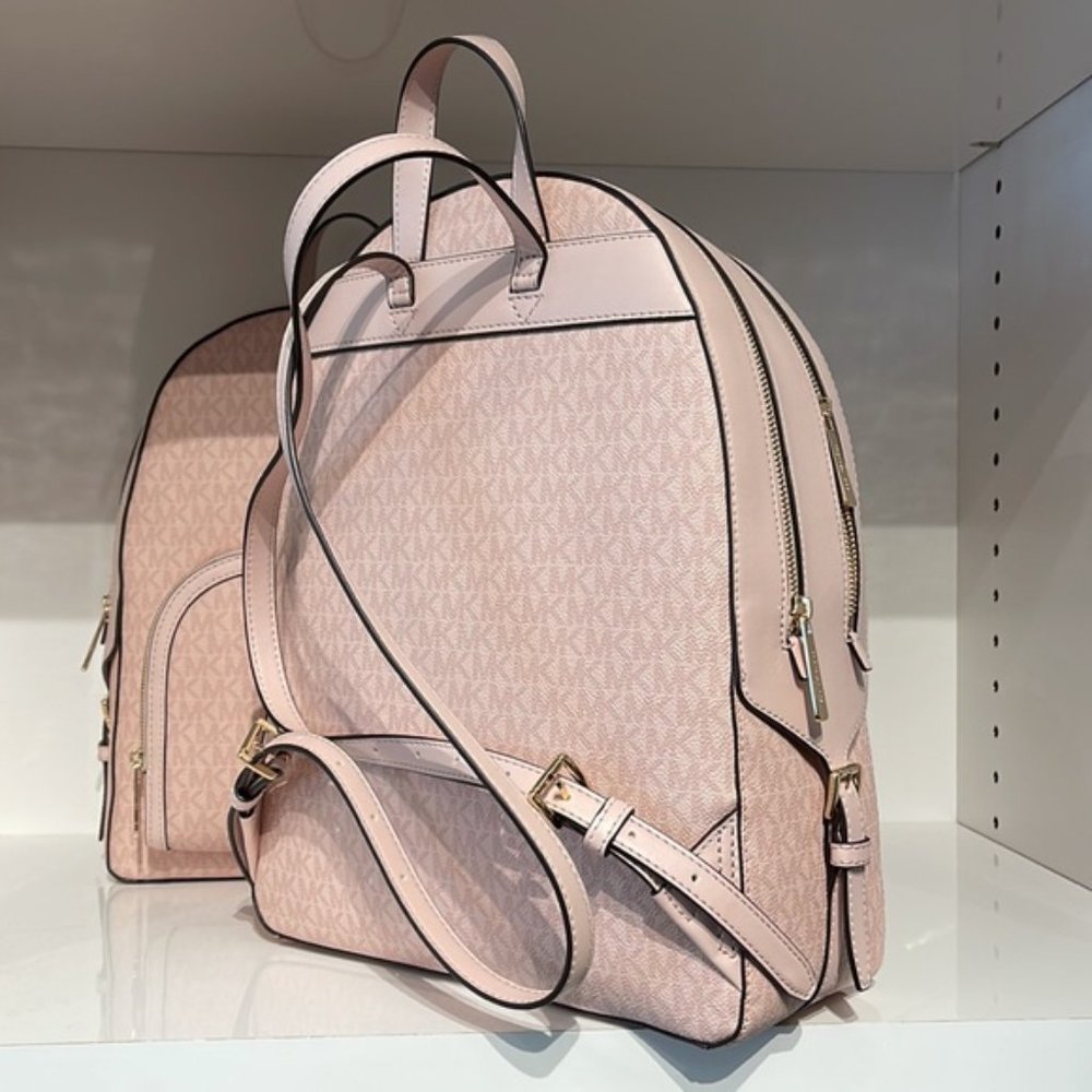 Michael Kors Jaycee Large Zip Pocket Backpack Dark Powder Blush - Picture 6 of 16